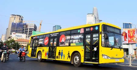 Bus to the airport in Saigon