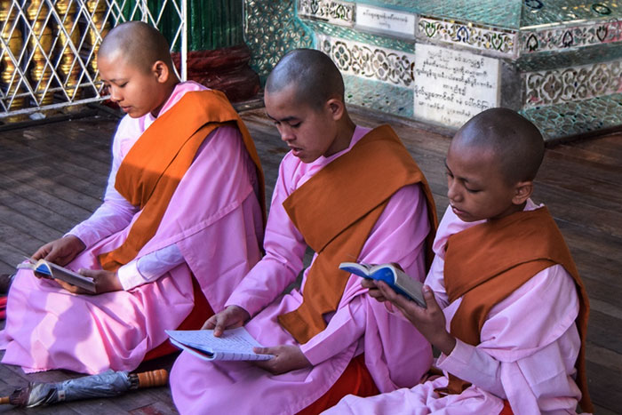 Costumbres en Myanmar monjes birmanos