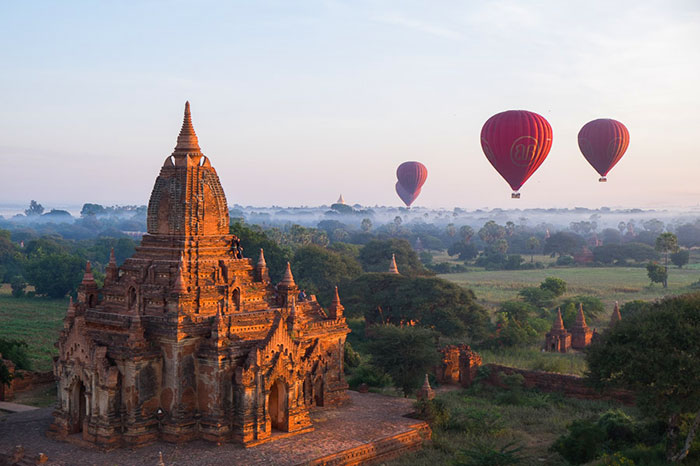 Vuelo en globo aerostatico en Bagan Myanmar